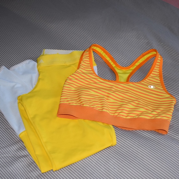NWOT Champion Orange & Yellow Stripe Sports Bra - Picture 2 of 7